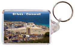 St Ives - Cornwall - Double Sided Large Keyring Key Fob Chain Ring Gift Present Souvenir E1