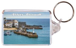 St Ives - Cornwall - Double Sided Large Keyring Key Fob Chain Ring Gift Present Souvenir E4