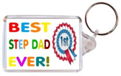 Best Step Dad Ever - Double Sided Large Keyring Key Fob Chain Ring Gift Present Souvenir