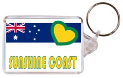 Sunshine Coast - Love Australia/Australian Towns & Cities Flag - Double Sided Large Keyring Key Fob Chain Ring Gift Present Souvenir