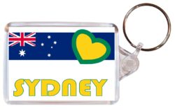 Sydney - Love Australia/Australian Towns & Cities Flag - Double Sided Large Keyring Key Fob Chain Ring Gift Present Souvenir