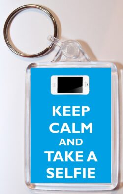 Keep Calm and Take a Selfie - Double Sided Large Keyring Key Fob Chain Ring Gift Present Souvenir