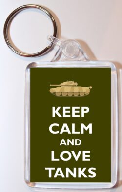 Keep Calm and Love Tanks - Double Sided Large Keyring Key Fob Chain Ring Gift Present Souvenir