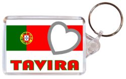 Tavira - Love Portugal/Portuguese Town & Cities Flag - Double Sided Large Keyring Key Fob Chain Ring Gift Present Souvenir