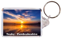 Tenby - Wales - Double Sided Large Keyring Key Fob Chain Ring Gift Present Souvenir W3