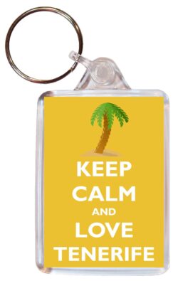 Keep Calm and Love Tenerife - Double Sided Large Keyring Key Fob Chain Ring Gift Present Souvenir
