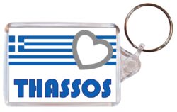 Thassos - Love Greece/Greek Town & Cities Flag - Double Sided Large Keyring Key Fob Chain Ring Gift Present Souvenir