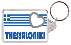 Thessaloniki - Love Greece/Greek Town & Cities Flag - Double Sided Large Keyring Key Fob Chain Ring Gift Present Souvenir
