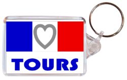 Tours - Love France/French Town & Cities Flag - Double Sided Large Keyring Key Fob Chain Ring Gift Present Souvenir
