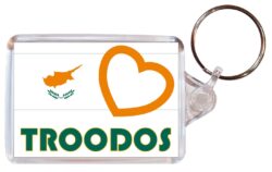Troodos - Love Cyprus/Cypriot Town & Cities Flag - Double Sided Large Keyring Key Fob Chain Ring Gift Present Souvenir