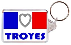 Troyes - Love France/French Town & Cities Flag - Double Sided Large Keyring Key Fob Chain Ring Gift Present Souvenir