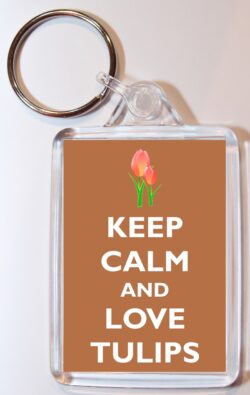 Keep Calm and Love Tulips - Double Sided Large Keyring Key Fob Chain Ring Gift Present Souvenir