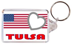 Tulsa - Love USA/United States Town & Cities Flag - Double Sided Large Keyring Key Fob Chain Ring Gift Present Souvenir