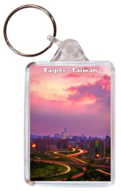 Taipei - Thailand - Double Sided Large Keyring Key Fob Chain Ring Gift Present Souvenir T4