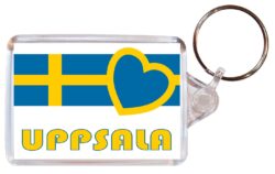 Uppsala - Love Sweden/Swedish & Cities Flag - Double Sided Large Keyring Key Fob Chain Ring Gift Present Souvenir