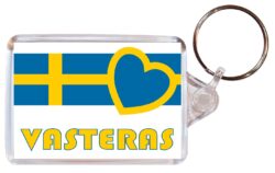 Vasteras - Love Sweden/Swedish & Cities Flag - Double Sided Large Keyring Key Fob Chain Ring Gift Present Souvenir