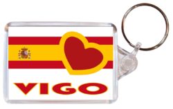 Vigo - Love Spain/Spanish Towns & Cities Flag - Double Sided Large Keyring Key Fob Chain Ring Gift Present Souvenir