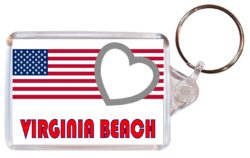 Virginia Beach - Love USA/United States Town & Cities Flag - Double Sided Large Keyring Key Fob Chain Ring Gift Present Souvenir