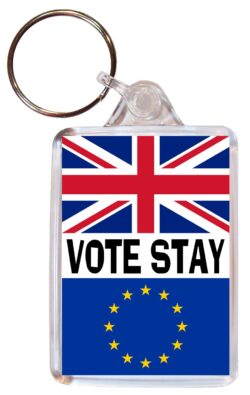 Vote Stay - Double Sided Large Keyring Key Fob Chain Ring Gift Present Brexit EU Referendum 2016 Souvenir