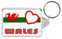 Love Wales/Welsh Town & Cities Flag - Double Sided Large Keyring Key Fob Chain Ring Gift Present Souvenir