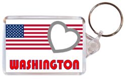 Washington - Love USA/United States Town & Cities Flag - Double Sided Large Keyring Key Fob Chain Ring Gift Present Souvenir