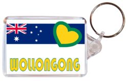 Wollongong - Love Australia/Australian Towns & Cities Flag - Double Sided Large Keyring Key Fob Chain Ring Gift Present Souvenir