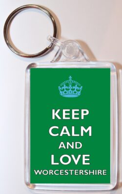 Keep Calm and Love Worcestershire - Double Sided Large Keyring Key Fob Chain Ring Gift Present Souvenir