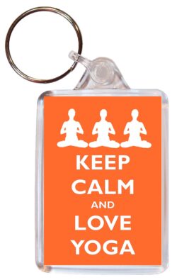 Keep Calm and Love Yoga - Double Sided Large Keyring Key Fob Chain Ring Gift Present Souvenir