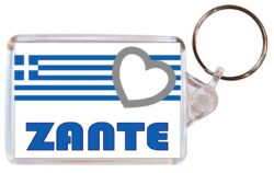 Zante - Love Greece/Greek Town & Cities Flag - Double Sided Large Keyring Key Fob Chain Ring Gift Present Souvenir
