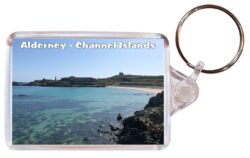 Alderney - Channel Islands - Double Sided Large Keyring Key Fob Chain Ring Gift Present Souvenir E2