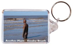 Another Place - Crosby Beach - Southport - Double Sided Large Keyring Key Fob Chain Ring Gift Present Souvenir E1