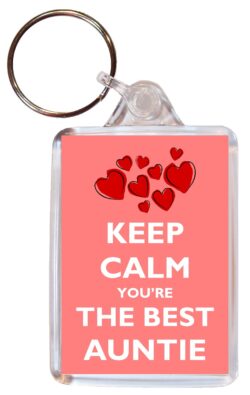 Keep Calm and Love Auntie - Double Sided Large Keyring Key Fob Chain Ring Gift Present Souvenir