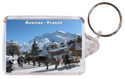 Avoriaz - France - Double Sided Large Keyring Key Fob Chain Ring Gift Present Souvenir F4