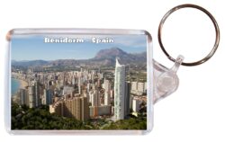 Benidorm - Spain - Double Sided Large Keyring Key Fob Chain Ring Gift Present Souvenir S6