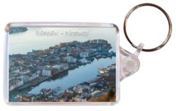 Bergen - Norway - Double Sided Large Keyring Key Fob Chain Ring Gift Present Souvenir P3