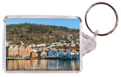Bergen - Norway - Double Sided Large Keyring Key Fob Chain Ring Gift Present Souvenir P4