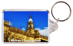 Bolton - Lancashire - Double Sided Large Keyring Key Fob Chain Ring Gift Present Souvenir E1