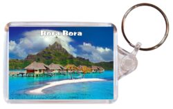 Bora Bora - French Polynesia - Double Sided Large Keyring Key Fob Chain Ring Gift Present Souvenir B1