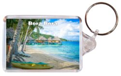Bora Bora - French Polynesia - Double Sided Large Keyring Key Fob Chain Ring Gift Present Souvenir B2