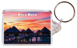 Bora Bora - French Polynesia - Double Sided Large Keyring Key Fob Chain Ring Gift Present Souvenir B3