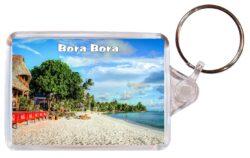 Bora Bora - French Polynesia - Double Sided Large Keyring Key Fob Chain Ring Gift Present Souvenir B4