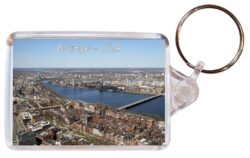 Boston - USA - Double Sided Large Keyring Key Fob Chain Ring Gift Present Souvenir U5