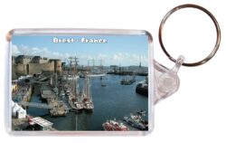 Brest - France - Double Sided Large Keyring Key Fob Chain Ring Gift Present Souvenir F2