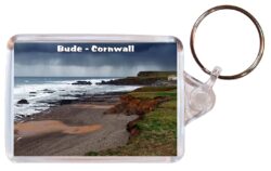 Bude - Cornwall - Double Sided Large Keyring Key Fob Chain Ring Gift Present Souvenir E2