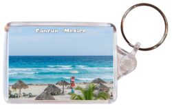 Cancun - Mexico - Double Sided Large Keyring Key Fob Chain Ring Gift Present Souvenir M1