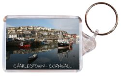 Charlestown - Cornwall - Double Sided Large Keyring Key Fob Chain Ring Gift Present Souvenir E1