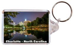 Charlotte - North Carolina - USA - Double Sided Large Keyring Key Fob Chain Ring Gift Present Souvenir U3