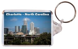 Charlotte - North Carolina - USA - Double Sided Large Keyring Key Fob Chain Ring Gift Present Souvenir U4