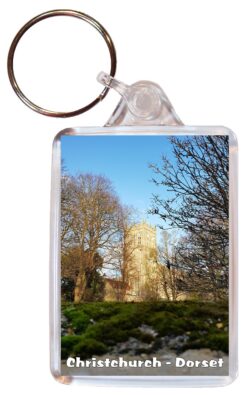 Christchurch - Dorset - Double Sided Large Keyring Key Fob Chain Ring Gift Present Souvenir E3