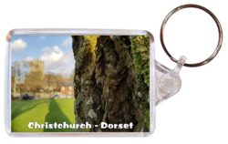 Christchurch - Dorset - Double Sided Large Keyring Key Fob Chain Ring Gift Present Souvenir E4